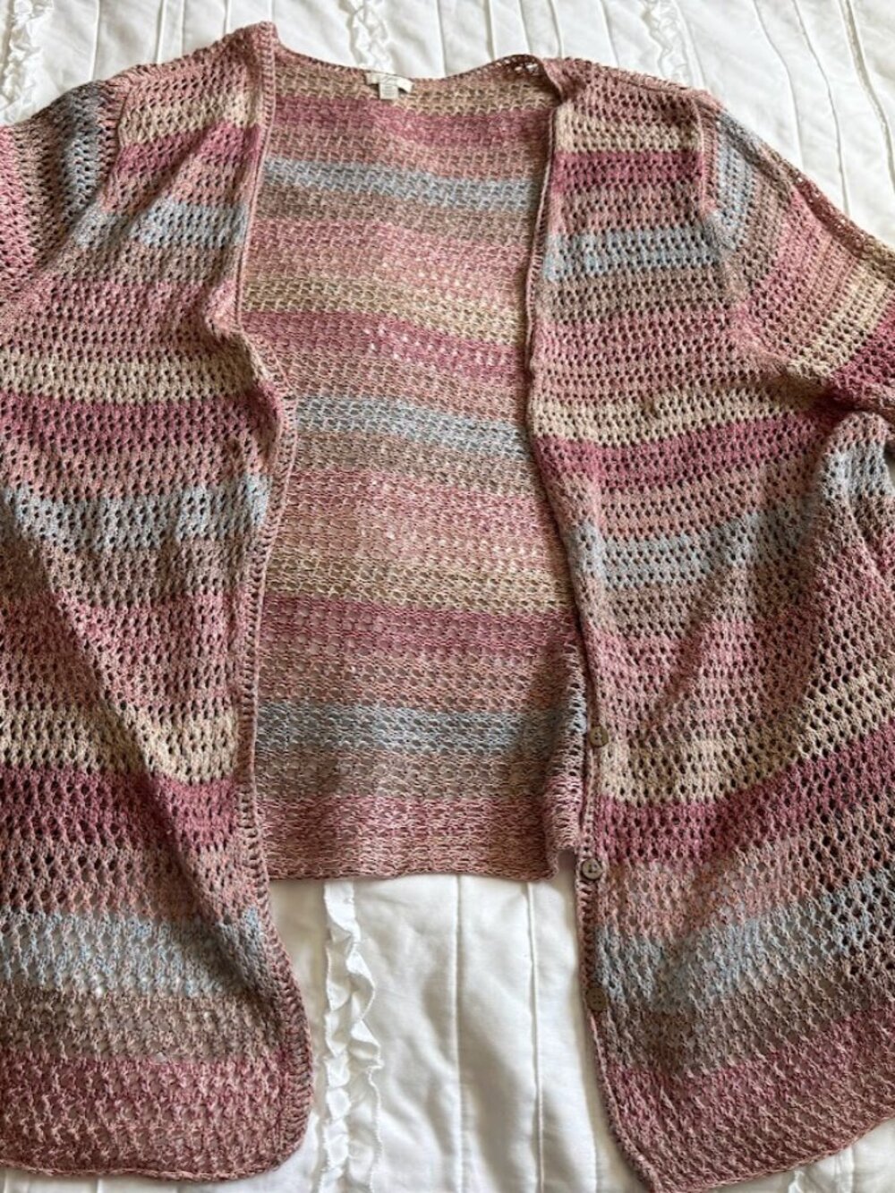 J. Jill Womens Plus Size 4X Rainbow Crochet Cardigan